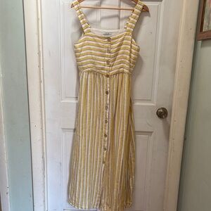 Rachel Zoe Yellow and White Striped Midi Dress